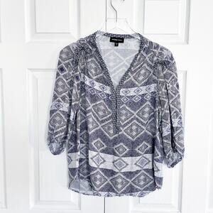 Fifteen Twenty Blue and White Ikat Blouse